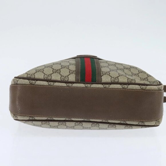 GUCCI GG Supreme Web Sherry Line Shoulder Bag PVC Beige Red Auth - Picture 6 of 15